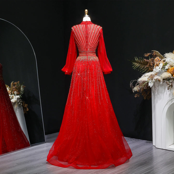 Regal High Neck Artisan Evening Gown