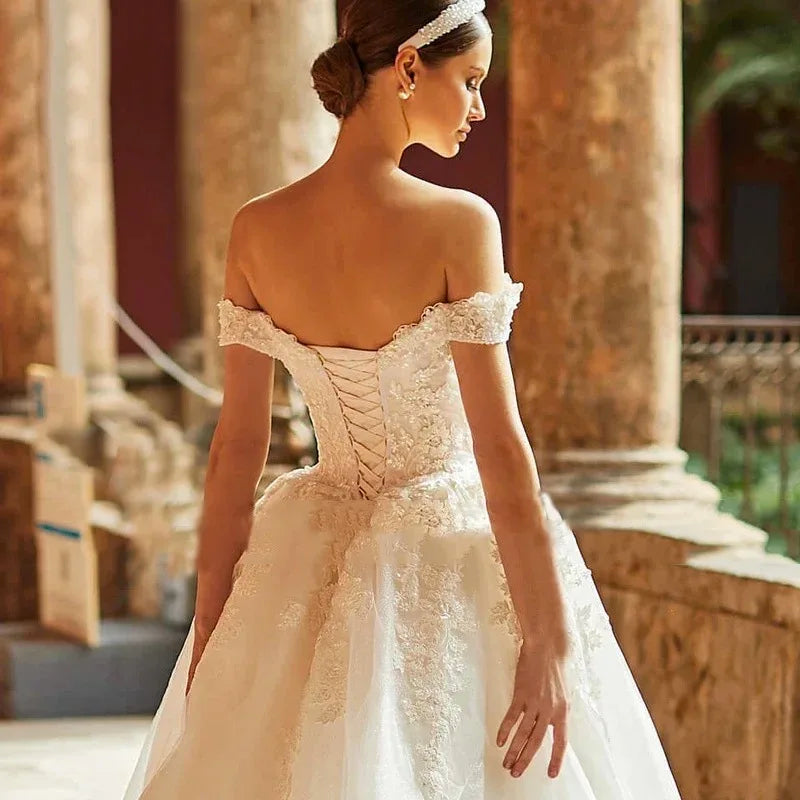 Romantic Lace-Up Back Wedding Gown