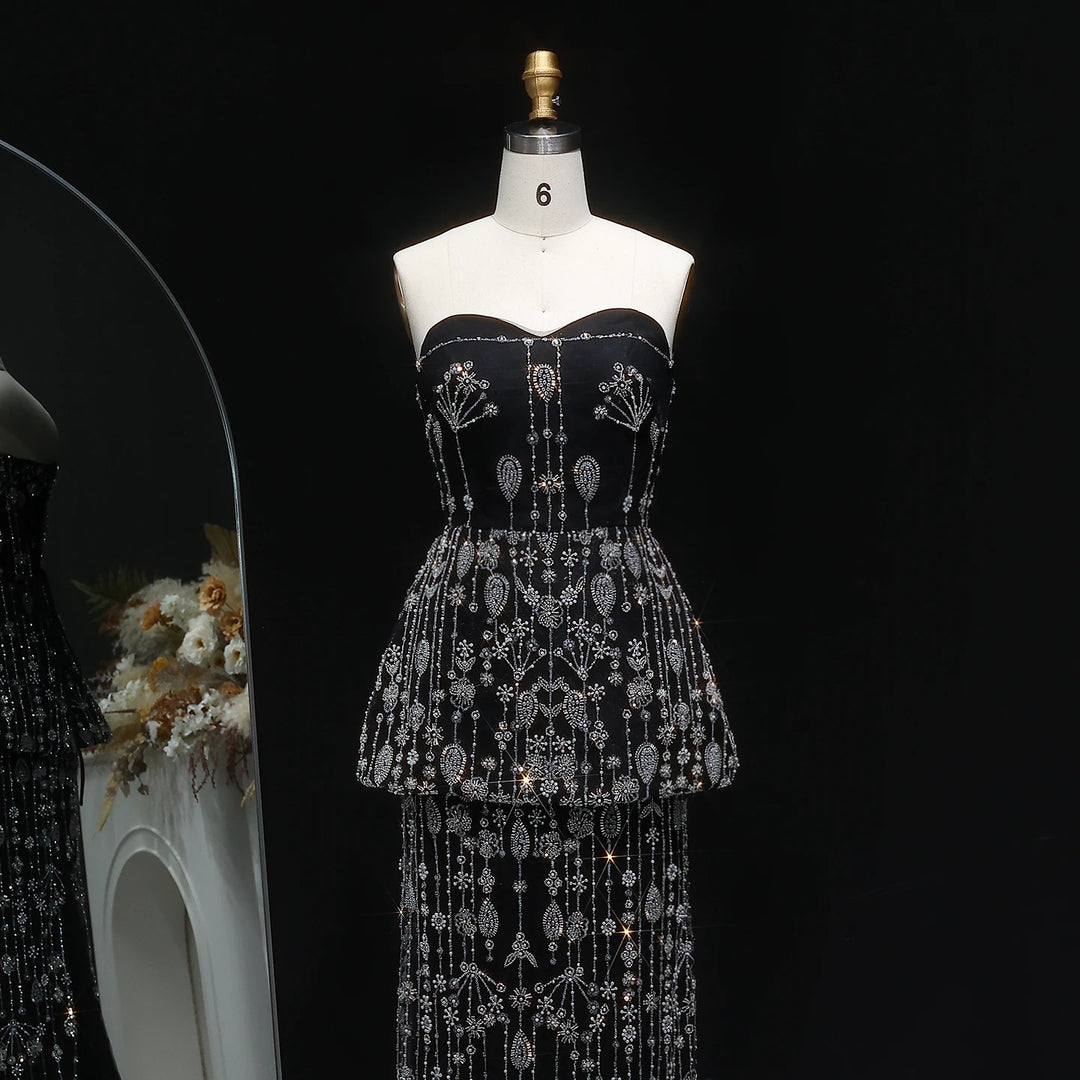 Elegant Sweetheart Beaded Two-Piece Evening Dress