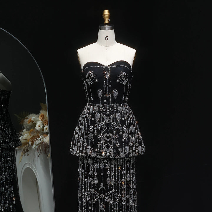 Elegant Sweetheart Beaded Two-Piece Evening Dress