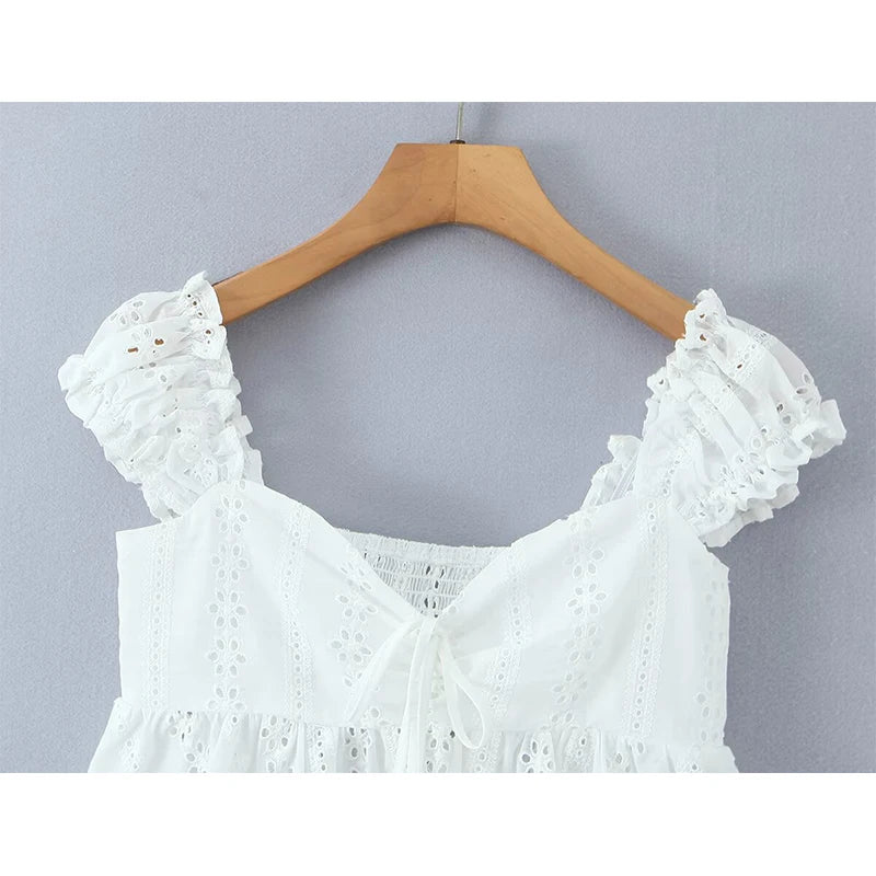 Lovely Hollow Out Embroidered Top