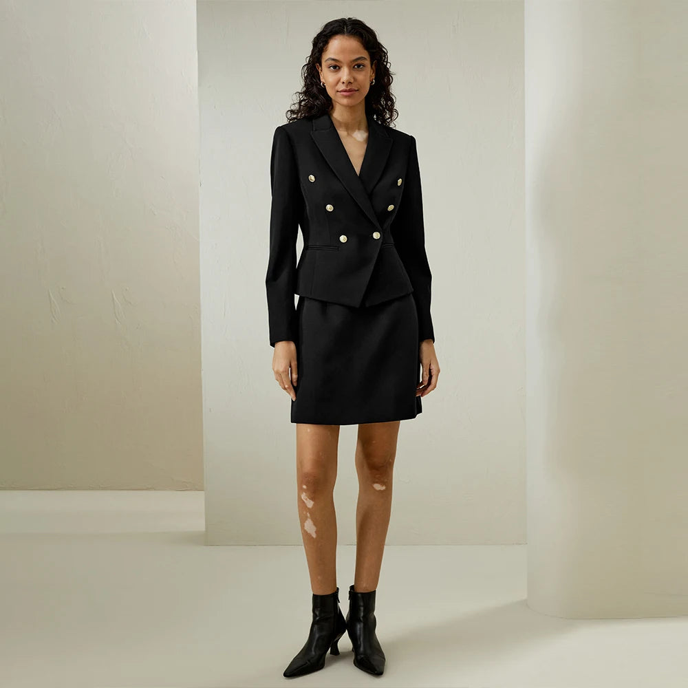 Double-Breasted Worsted Wool Twill Blazer