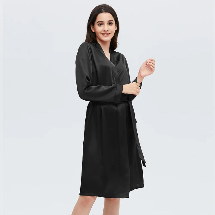Elegant Long Sleeve Pure Silk Robe