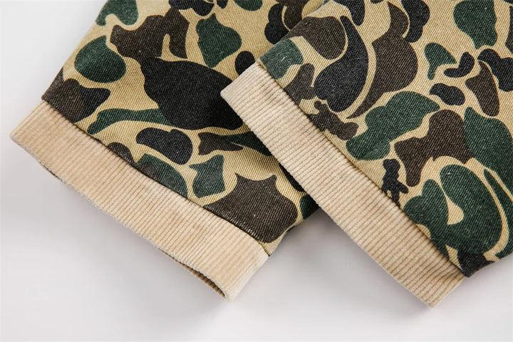 Camouflage Spliced Lapel Cargo Jacket
