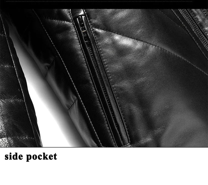 Magnificent Fur Stand Collar Leather Jacket