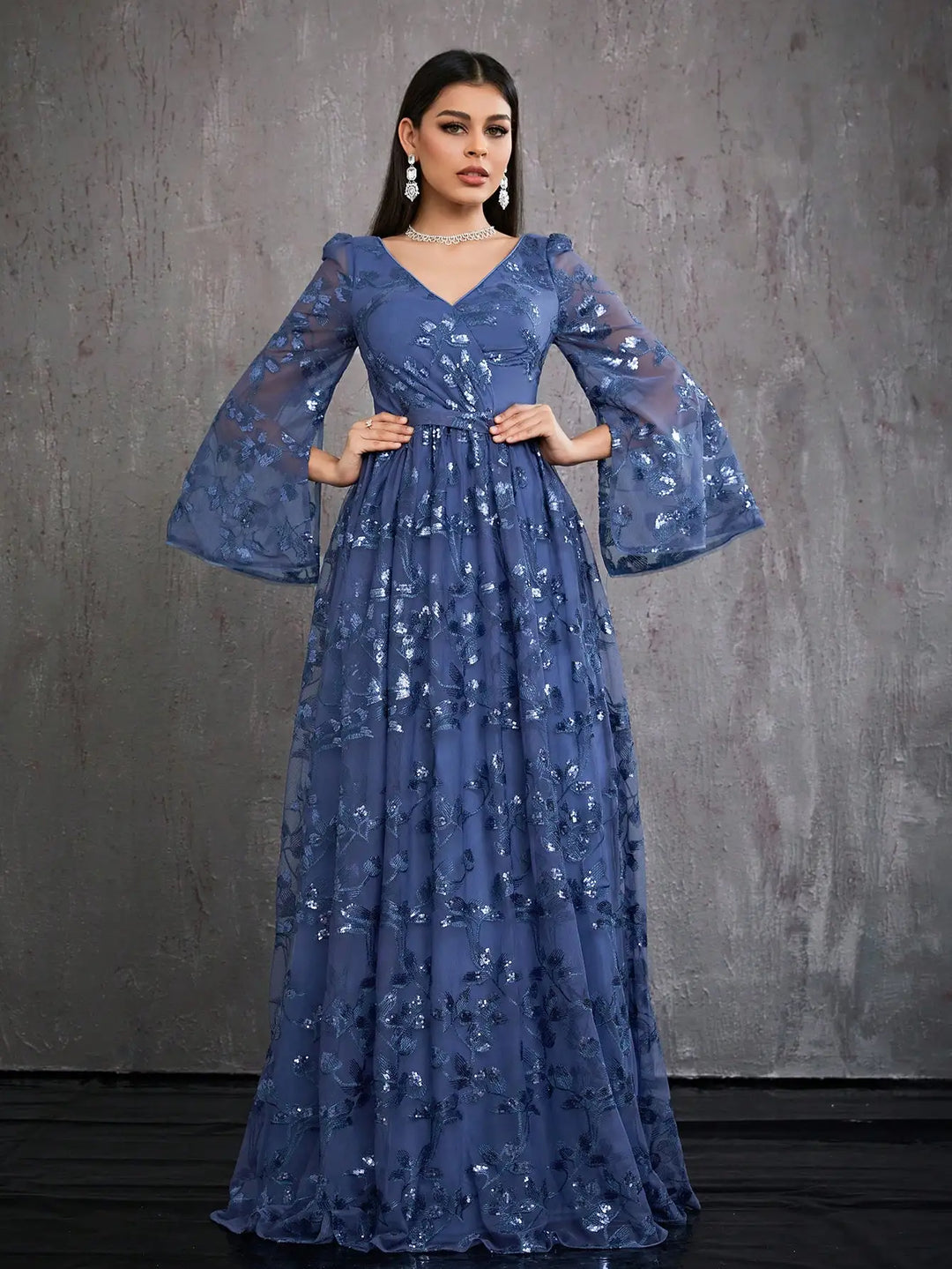 High-End Sequined Party Gown