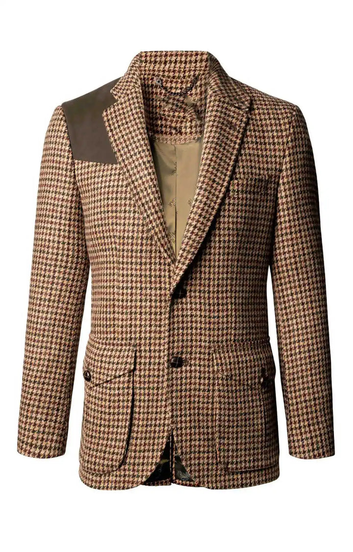 Stylish Houndstooth Wool Business Coat