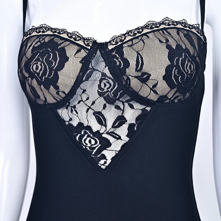 Trendy Lace Bandage Evening Dress