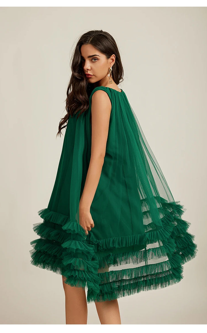 Fluffy Mesh Ruffles Party Dress