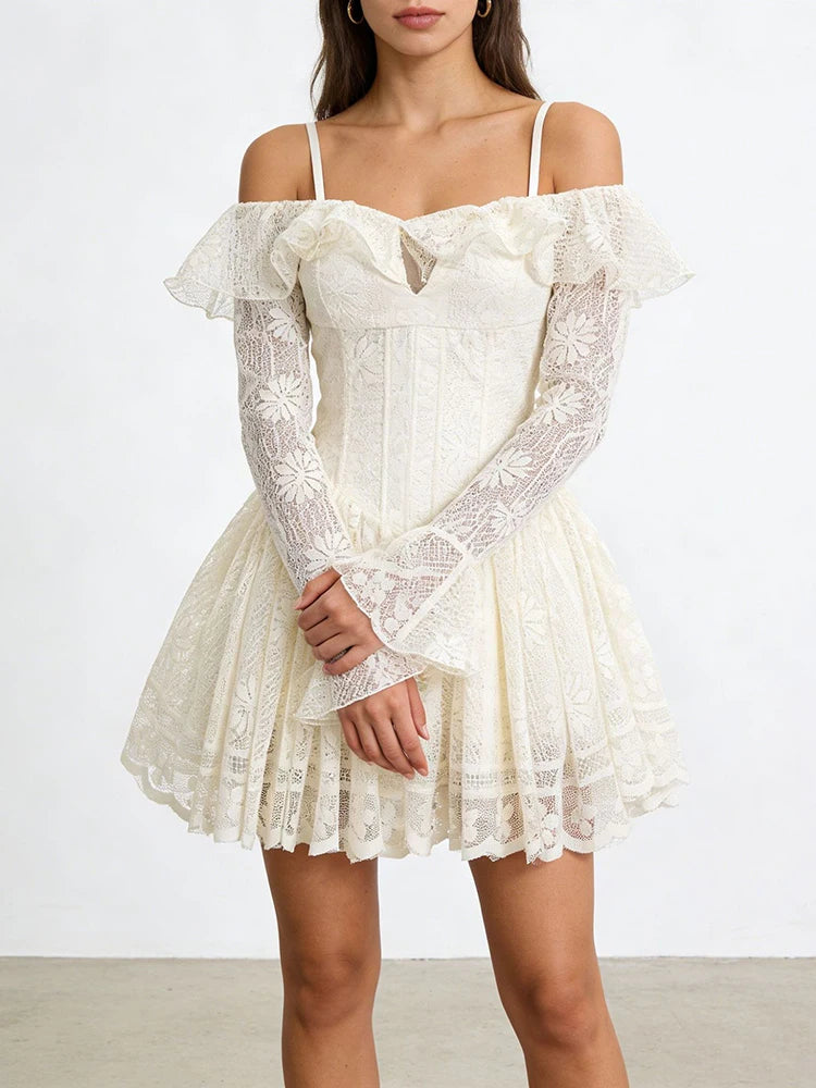 Sweet Off Shoulder Ruffle Mini Dress