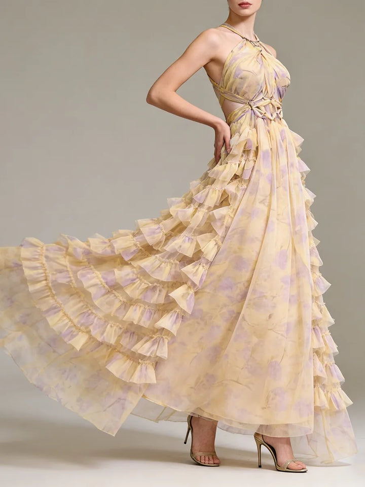 Alluring Spliced Ruffles Folds Dress