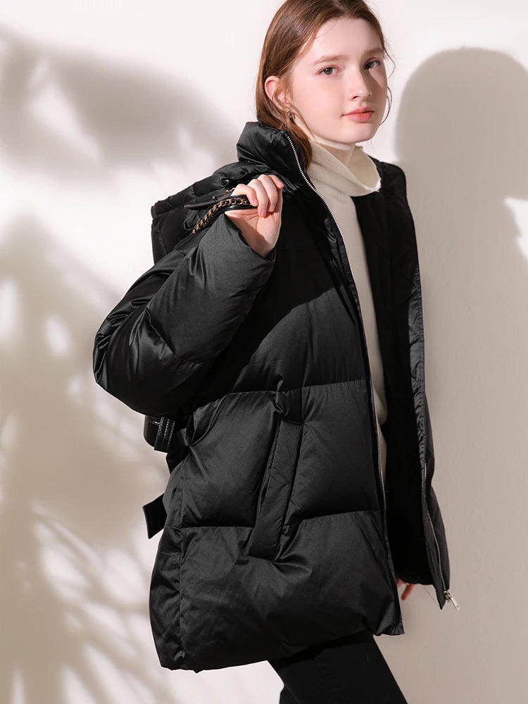 Belted Puffy Short Down Jacket