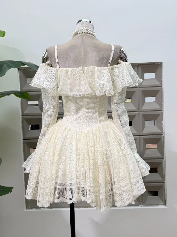 Sweet Off Shoulder Ruffle Mini Dress