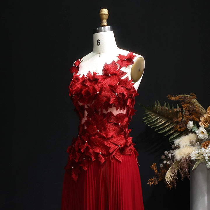 Modest A-Line 3D Flowers Evening Gown