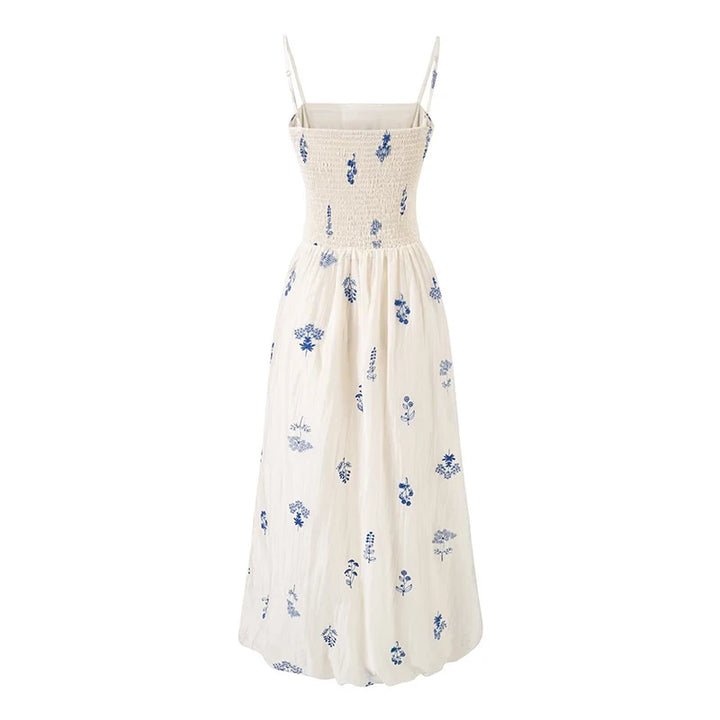 Regal Floral Embroidery Fit And Flare Sling Dress