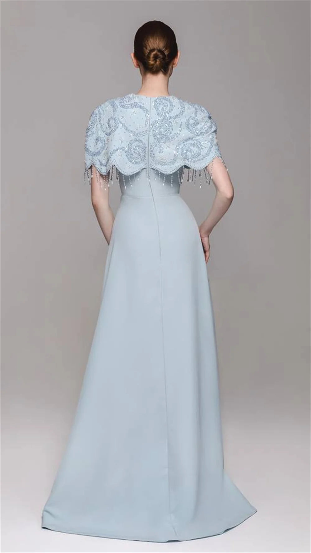 Exquisite A-Line Cape Prom Gown