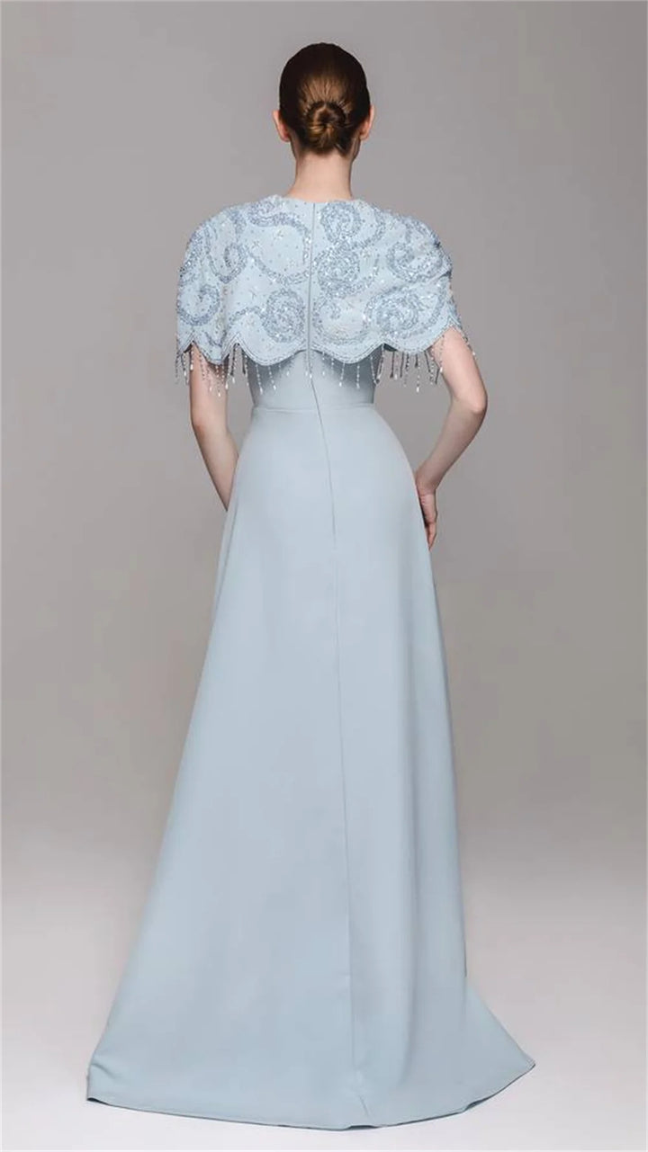 Exquisite A-Line Cape Prom Gown