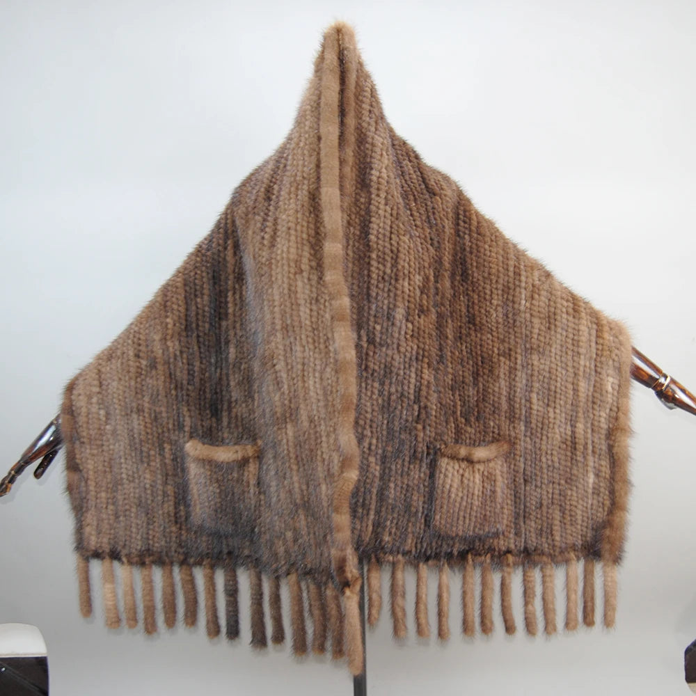 Refined Knitted Mink Fur Shawl