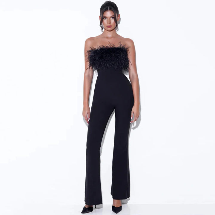 Feather Bandage Strapless Jumpsuit