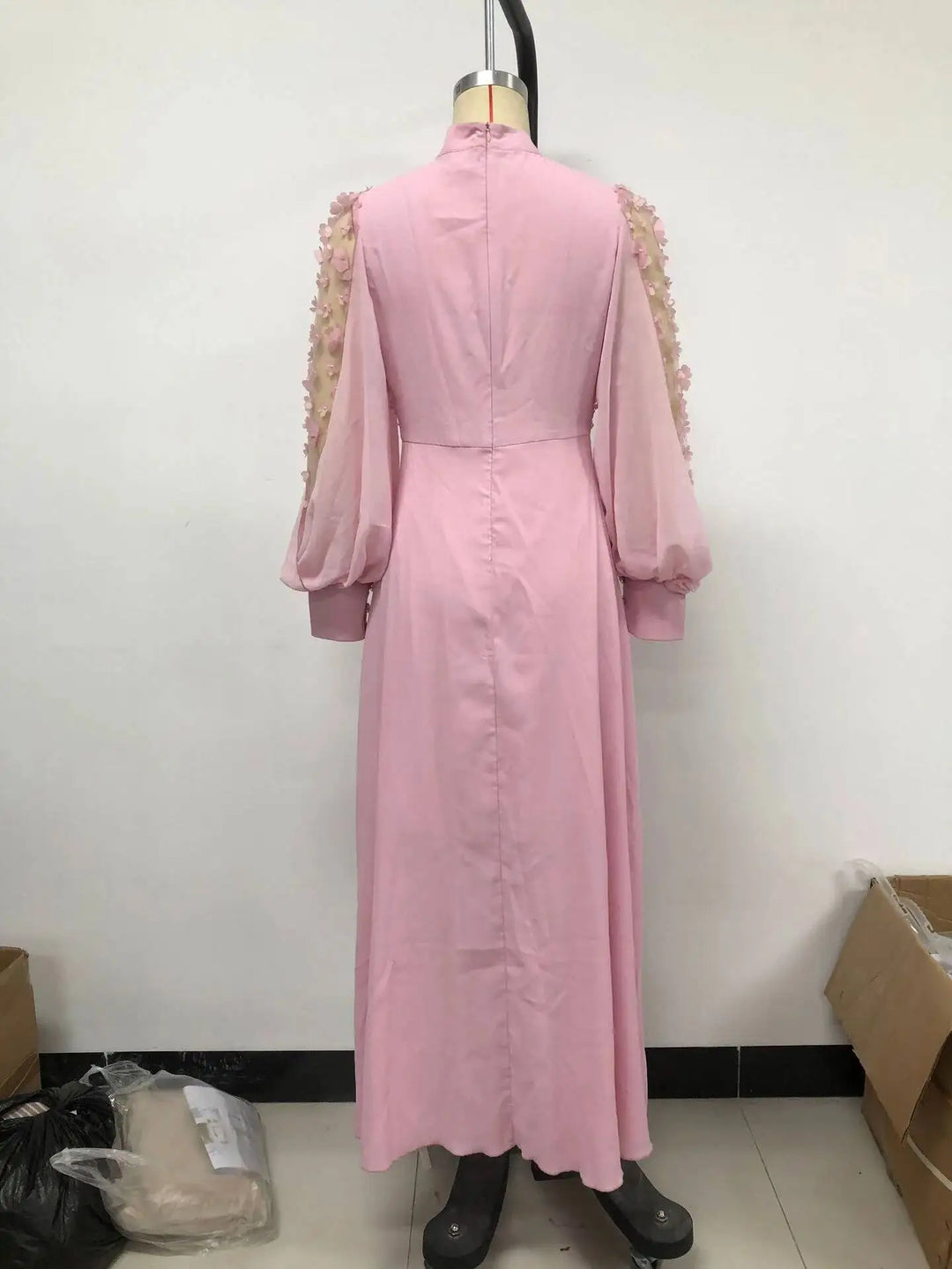 Perfect Decal Bubble Sleeves Formal Dress