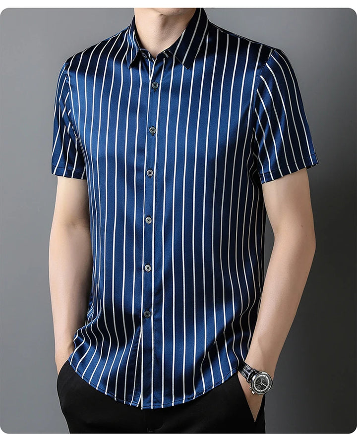 Classic Striped Real Silk Shirts