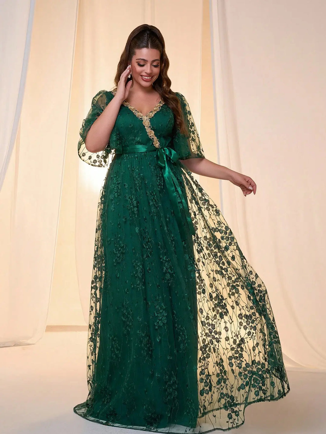 Stunning 3D Lace Long Formal Dress