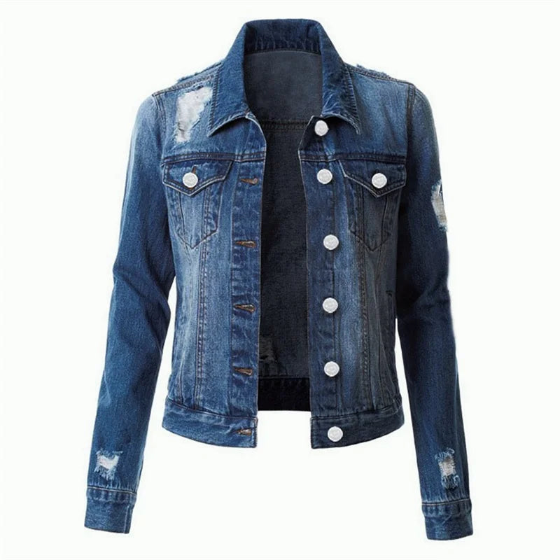 Trendy Hole Ripped Short Denim Jacket