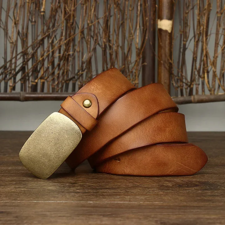 High Quality Fancy Brass Buckle Leather Belt