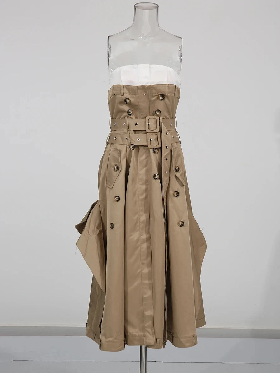 Stunning Spliced Button Slimming Dress
