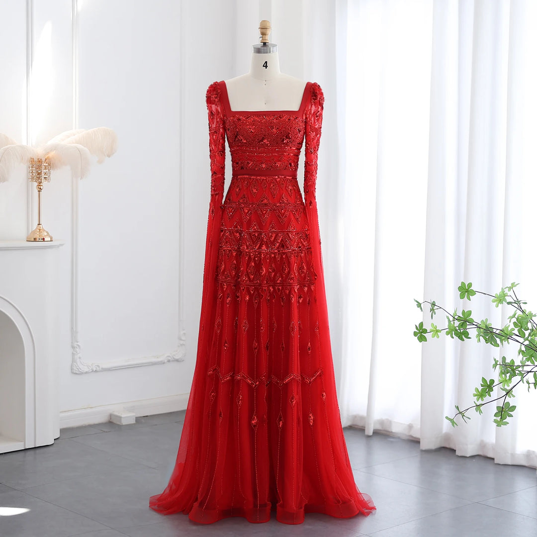 Effortlessly Cape Sleeves Arabic Evening Gown - All For Me Today Effortlessly Cape Sleeves Arabic Evening Gown - All For Me Today