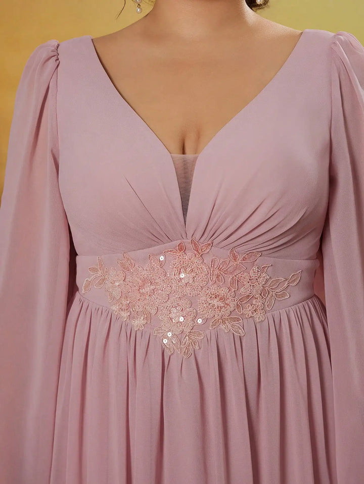 Sweet V-neck Flowing Hem Party Dress