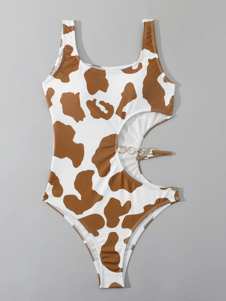 Rib Cut-out One Piece Swimsuit