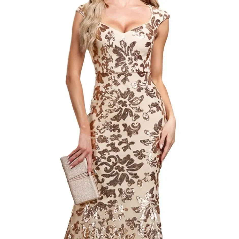 Formal Rose Gold Sequins Sweet Dress