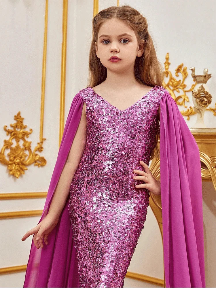Robe de soirée en maille brillante pour fille