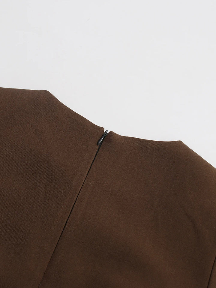 Refined Spliced A-Line Midi Dress