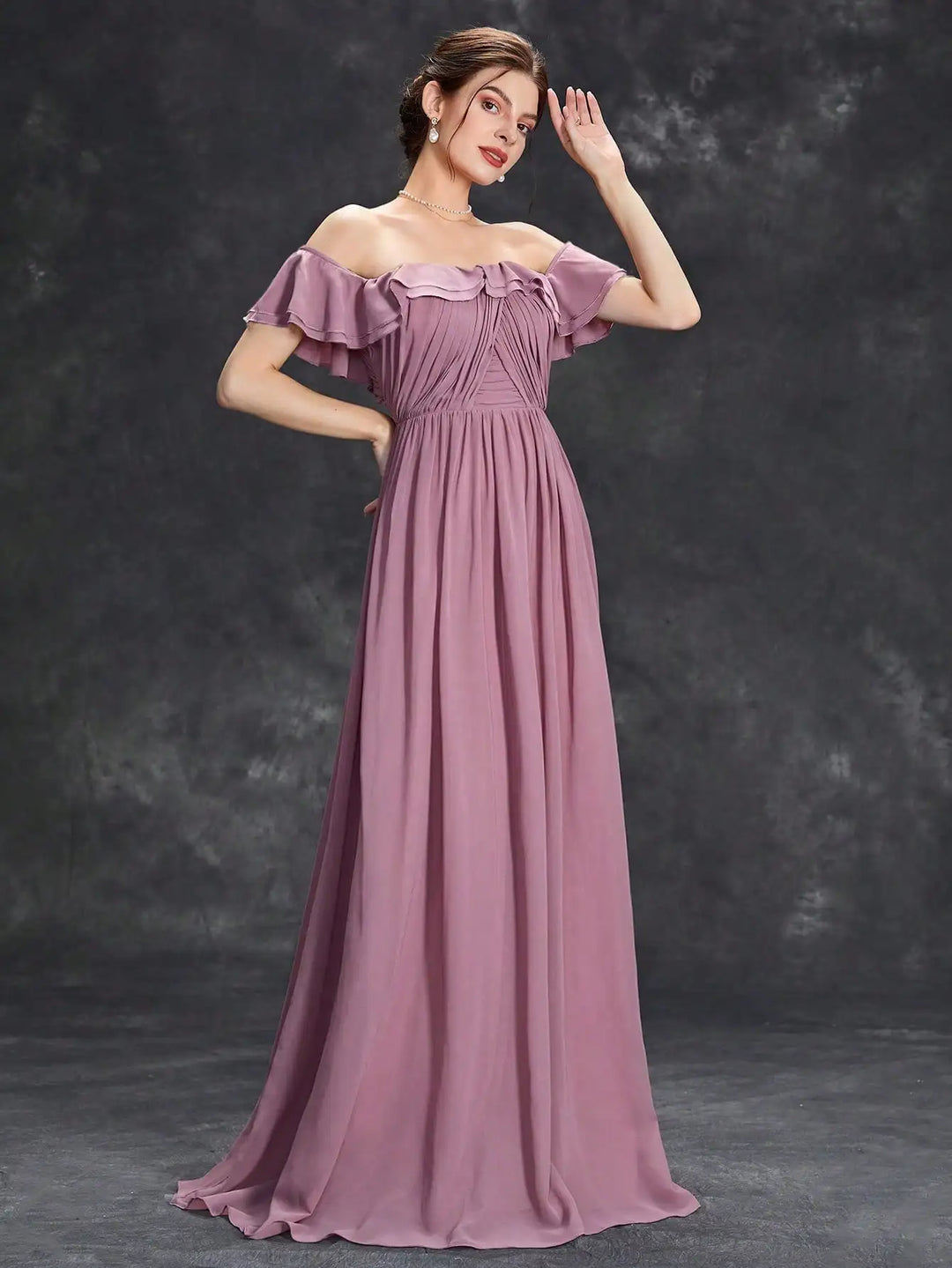 Glamorous Flounce Collar Evening Gown