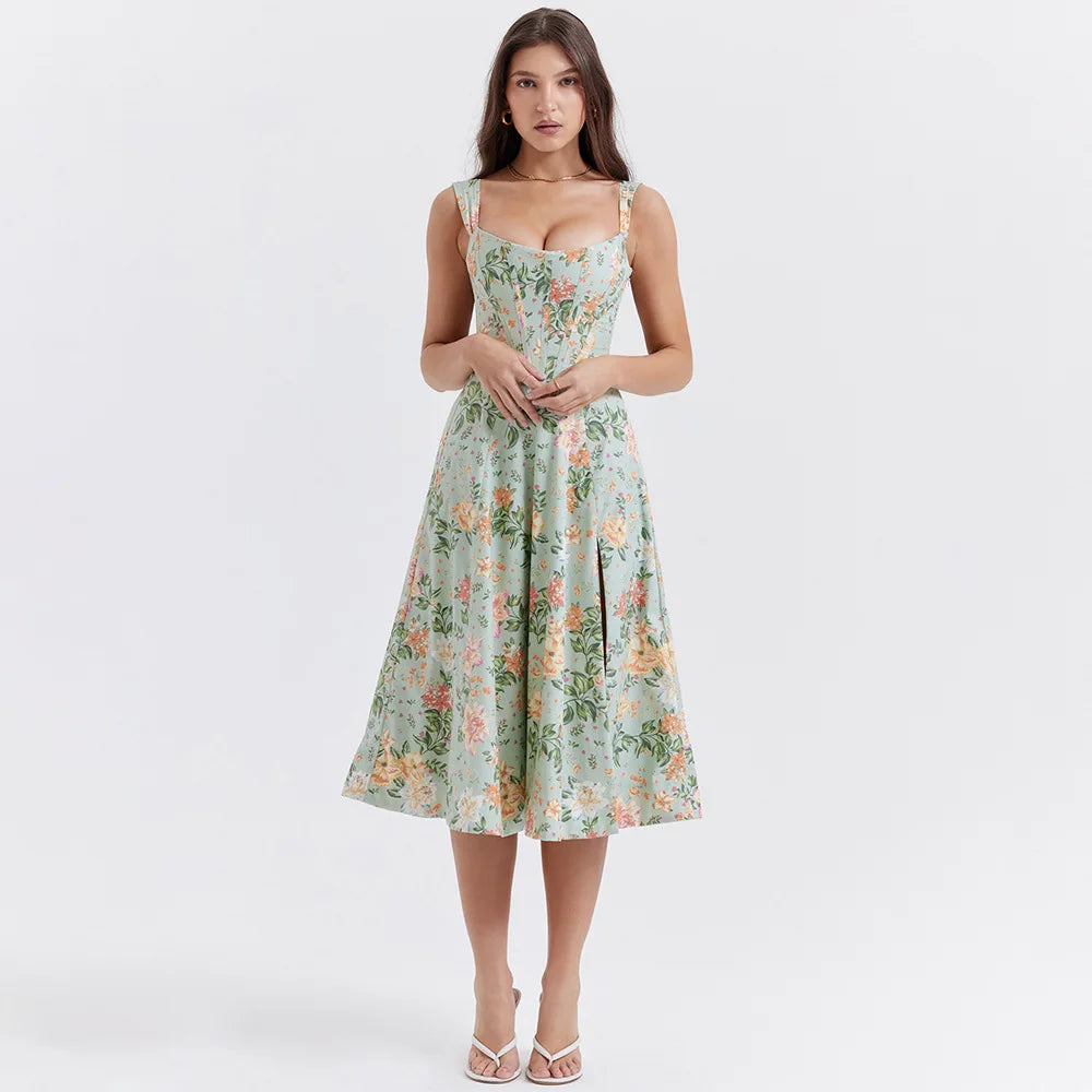 Flare Flower Corset Dress