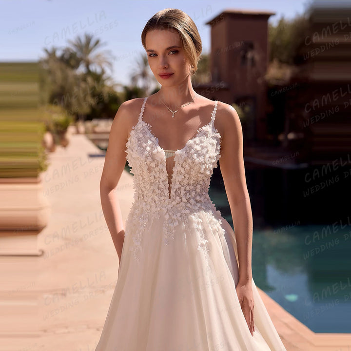 Timeless V-Neck Tulle Wedding Dress