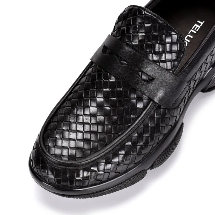 High-End Woven Leather Loafers