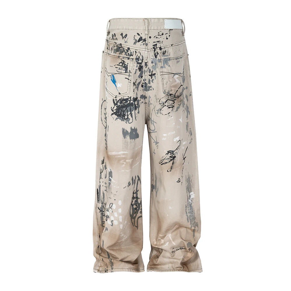 Hand-painted Graffiti Baggy Jeans