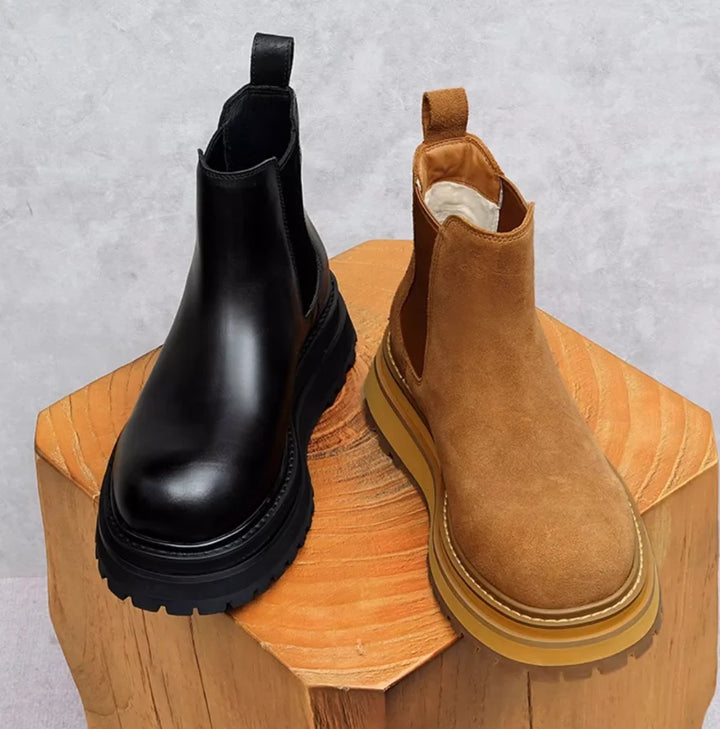 Light Thick-Soled British Style Chelsea Boots