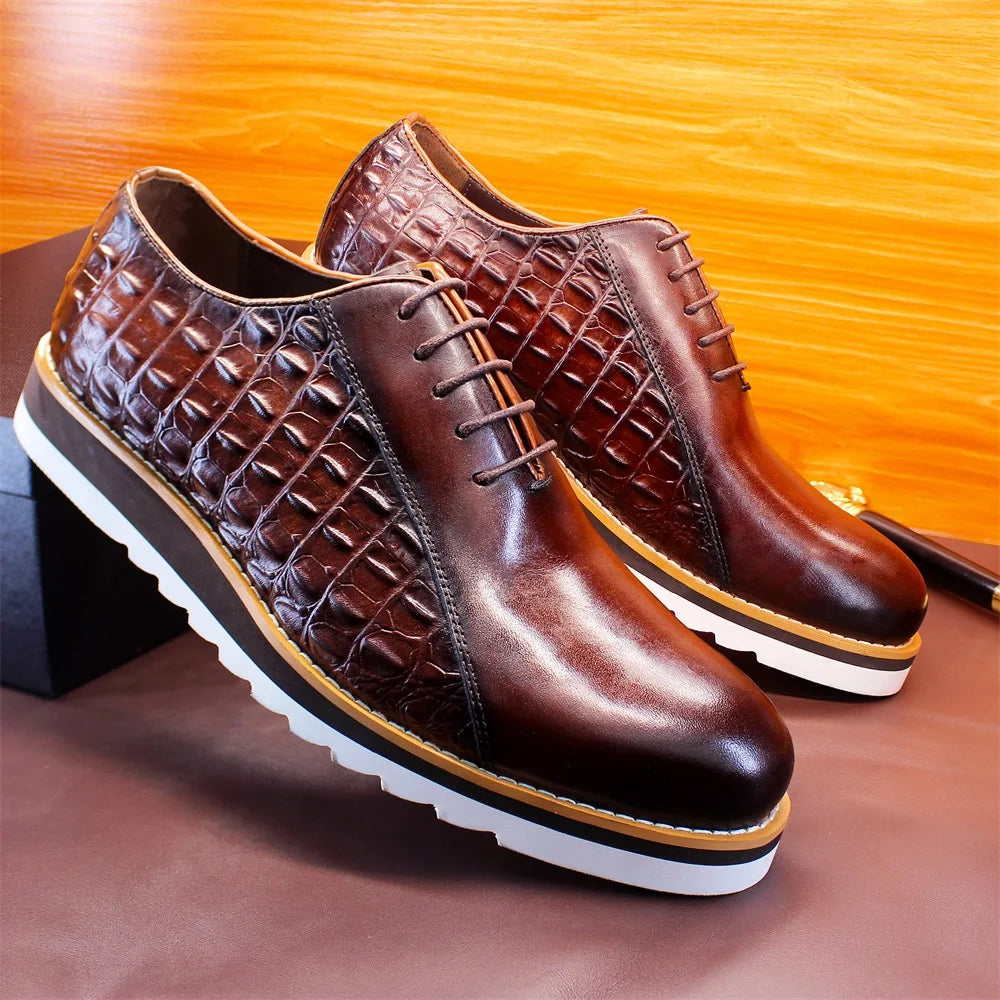 Refined Leather Stitching Oxford Shoes