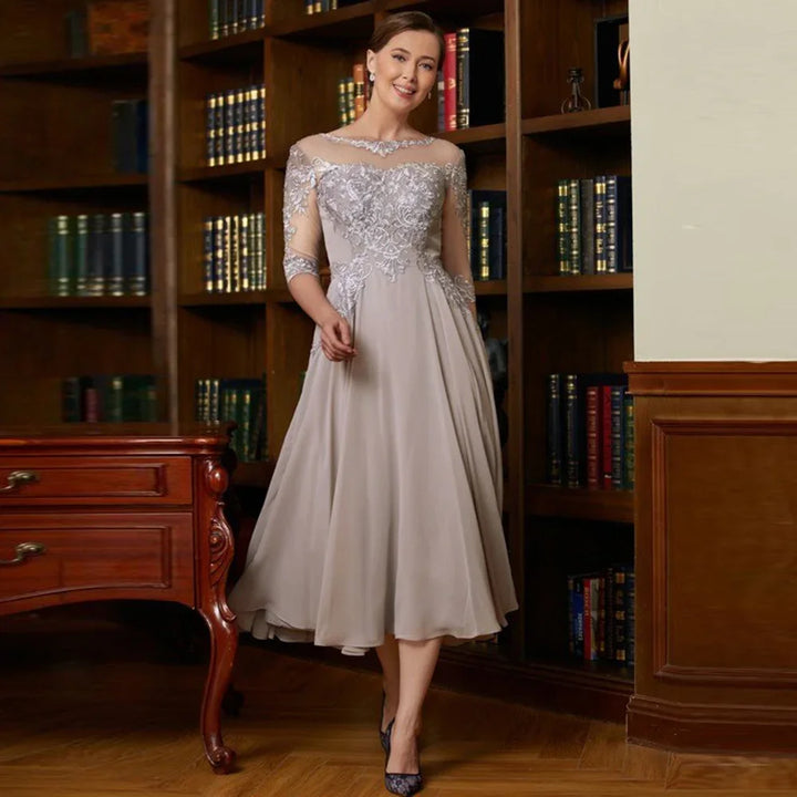 Experience The Elegance Tea Length Evening Dress