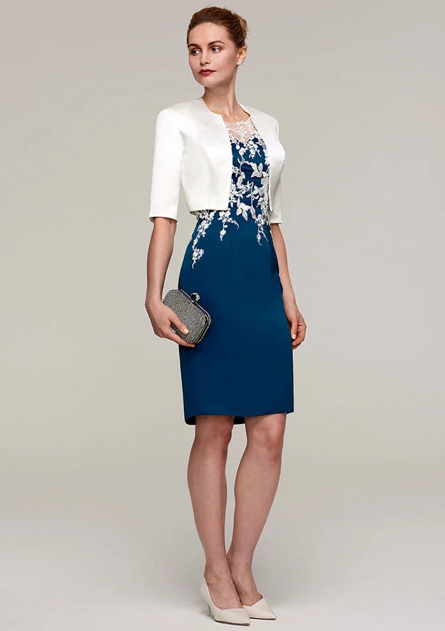 Refined Appliques Knee Length Mother Of Bride Dress