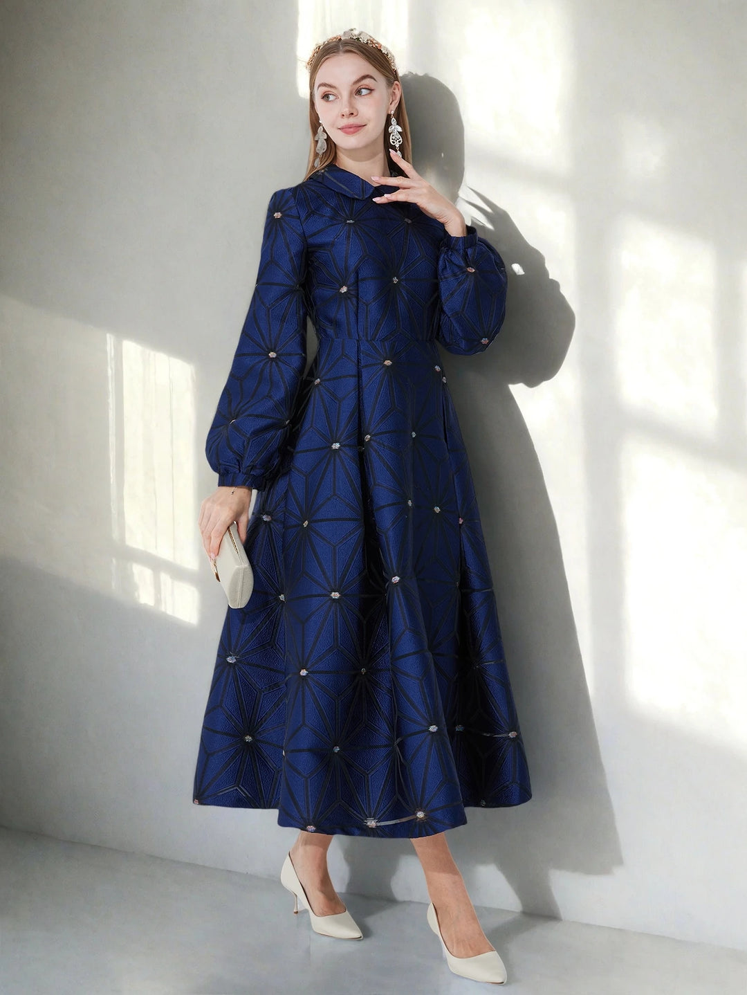 Chic Lapel Floral Printed Maxi Gown