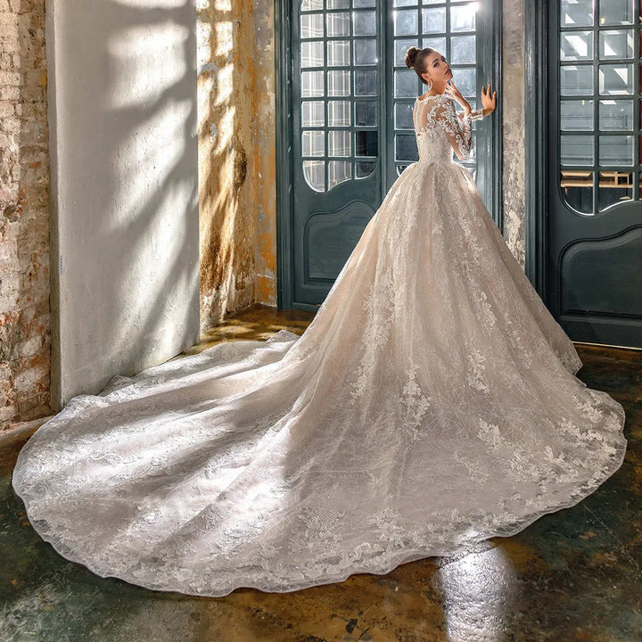 Pleasant Beaded Long Sleeve Bridal Dress