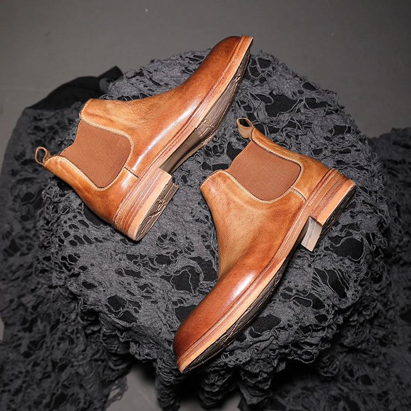 Classic Point-Toe Leather Chelsea Boots