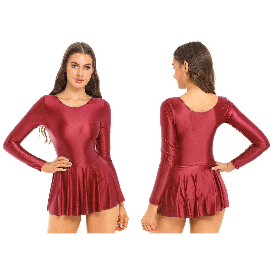 Sleek Shiny Leotard Dress