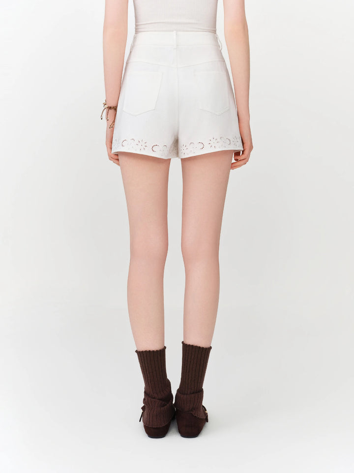 Luxury Hollow Out High-Waisted Shorts