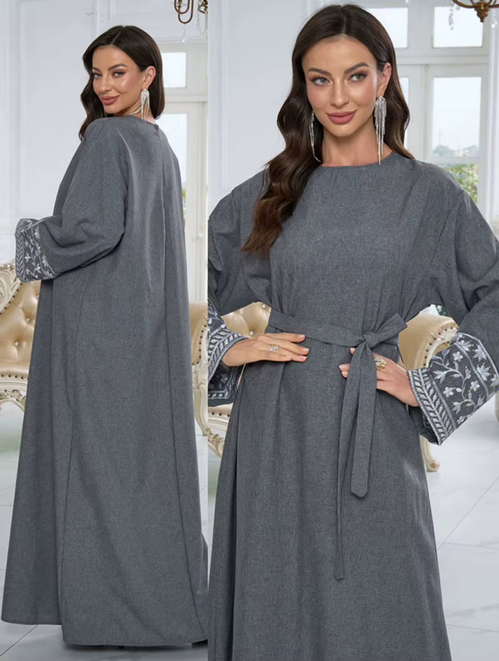 Simple Turkish Embroidered Abaya Dress